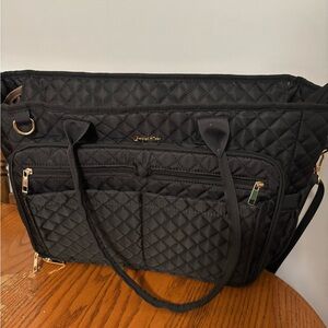Bagstellar Quilted Black Tote Bag with Gold Accents